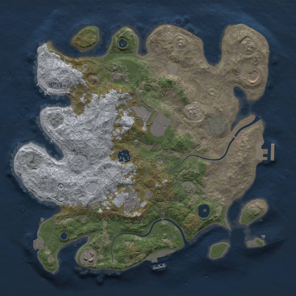 Rust Map: Procedural Map, Size: 3500, Seed: 1692658648, 14 Monuments