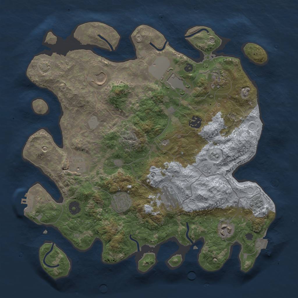 Rust Map: Procedural Map, Size: 3500, Seed: 154674833, 16 Monuments