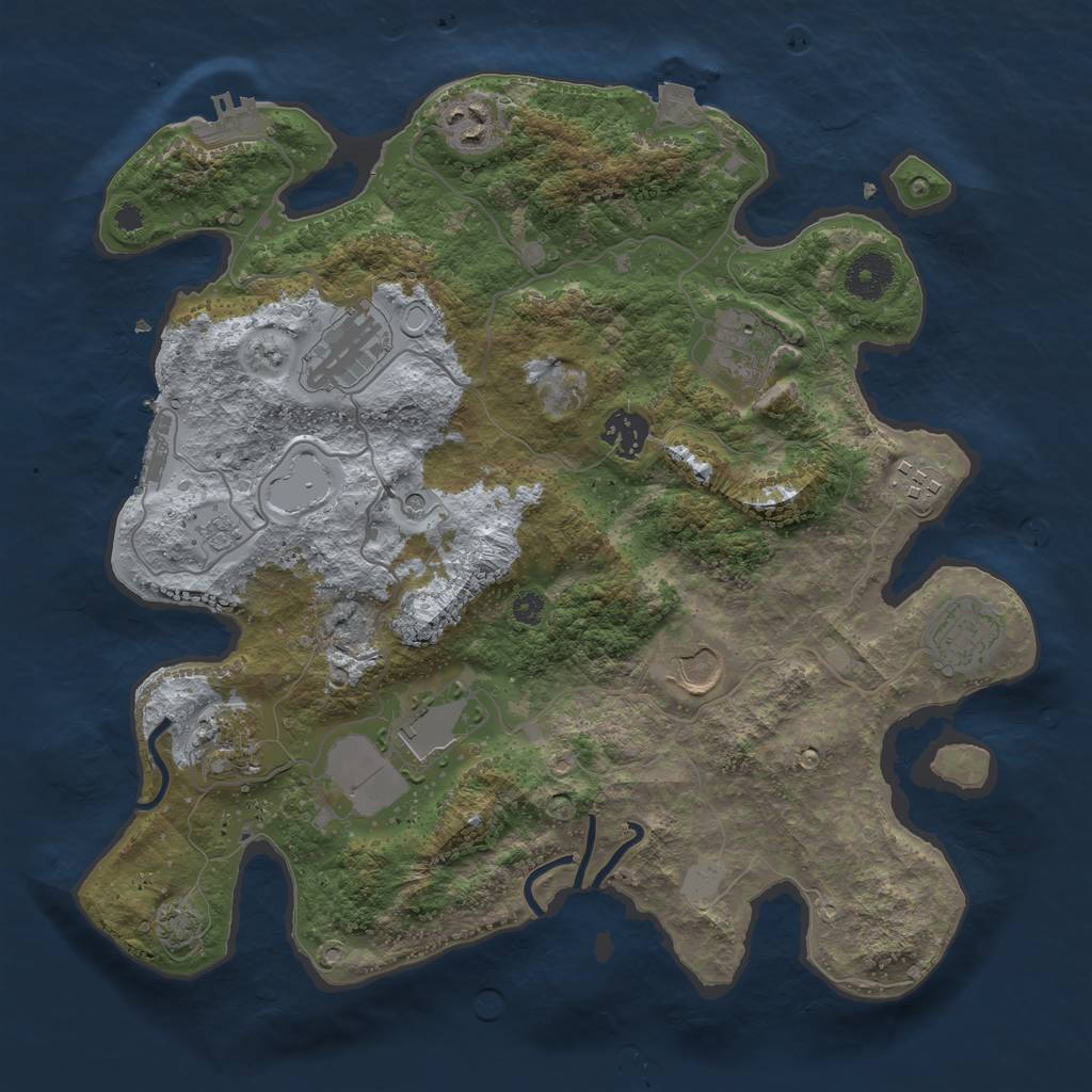 Rust Map: Procedural Map, Size: 3500, Seed: 780448593, 17 Monuments