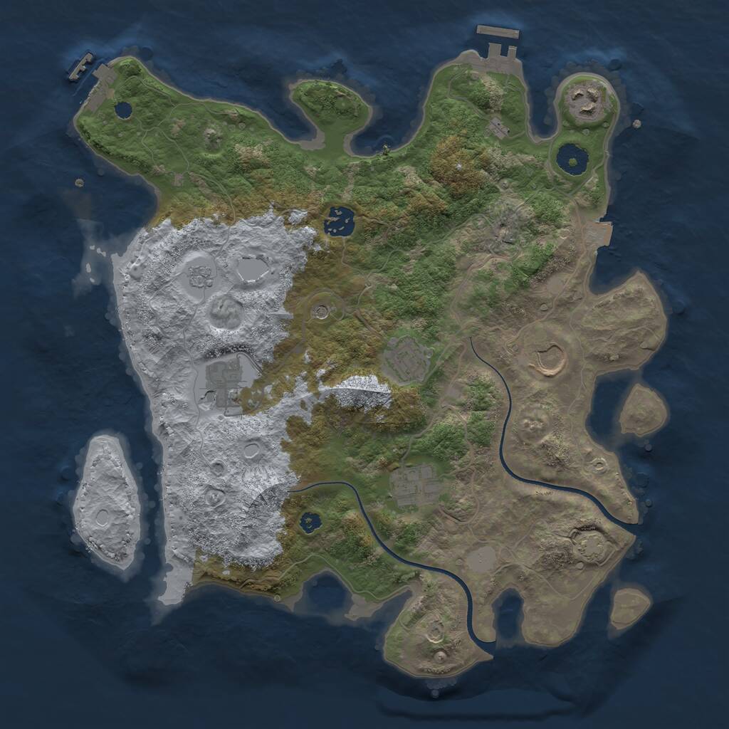 Rust Map: Procedural Map, Size: 3500, Seed: 990656627, 12 Monuments