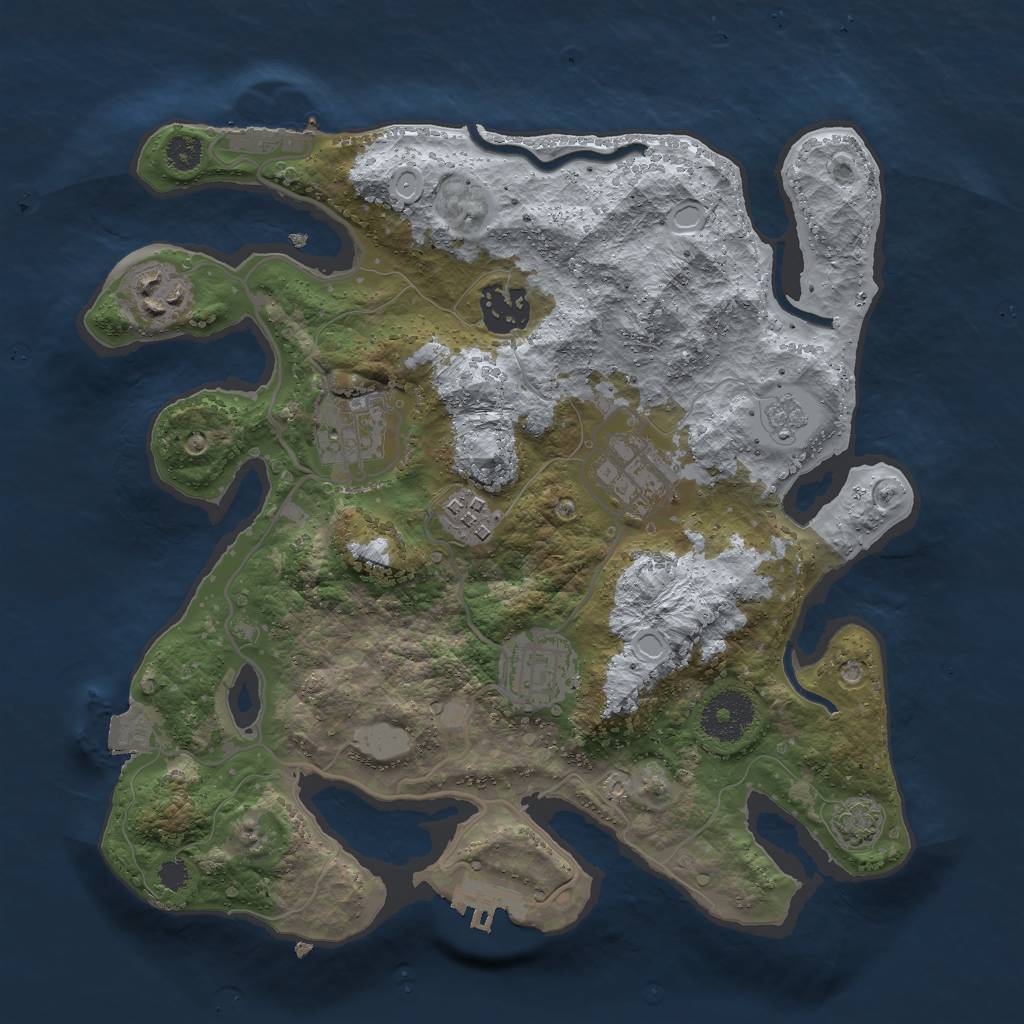 Rust Map: Procedural Map, Size: 3000, Seed: 1822760199, 13 Monuments