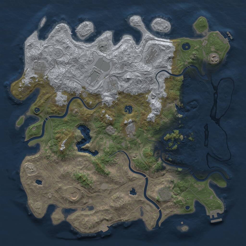 Rust Map: Procedural Map, Size: 4500, Seed: 5416531, 16 Monuments