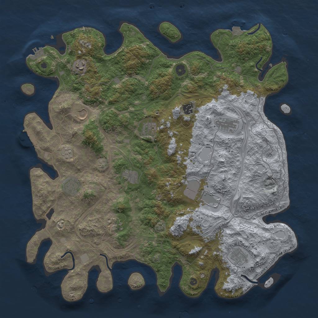 Rust Map: Procedural Map, Size: 4500, Seed: 297223181, 19 Monuments
