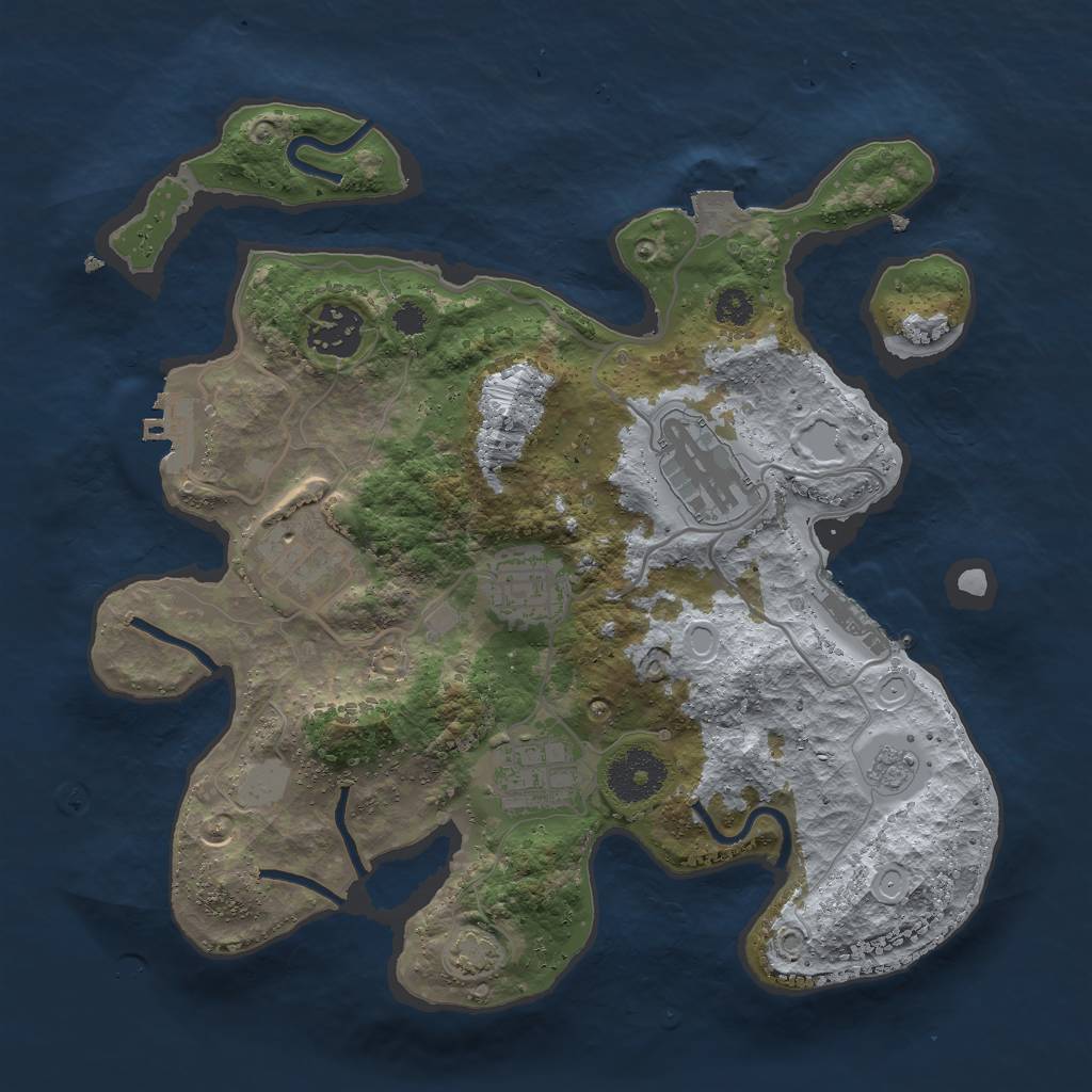 Rust Map: Procedural Map, Size: 3000, Seed: 46745674, 12 Monuments