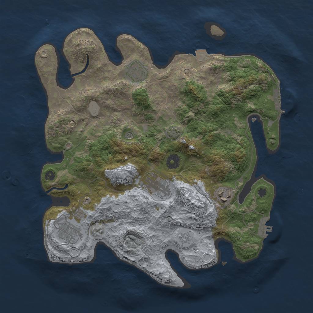 Rust Map: Procedural Map, Size: 3250, Seed: 1791891758, 12 Monuments