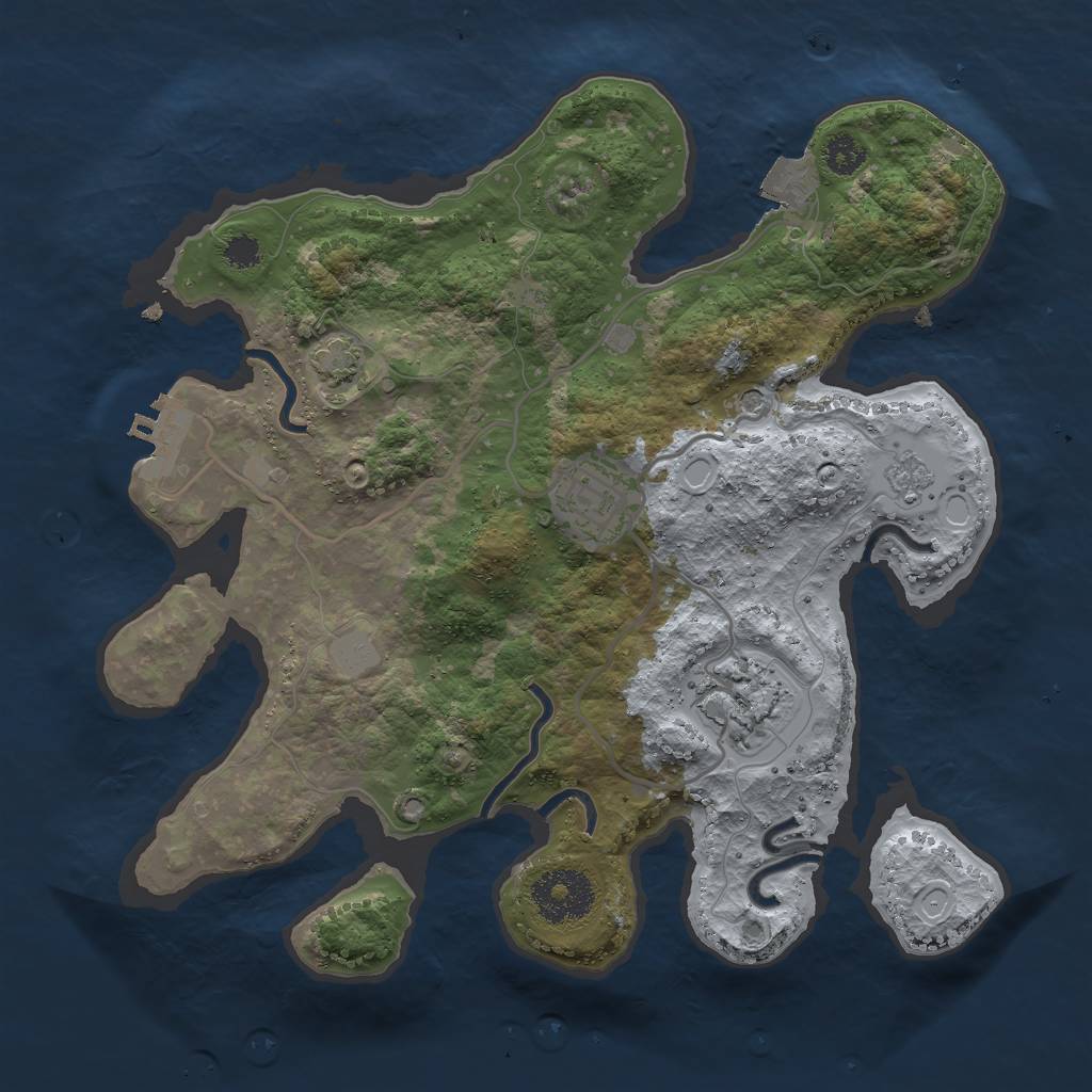 Rust Map: Procedural Map, Size: 2800, Seed: 1674829093, 9 Monuments