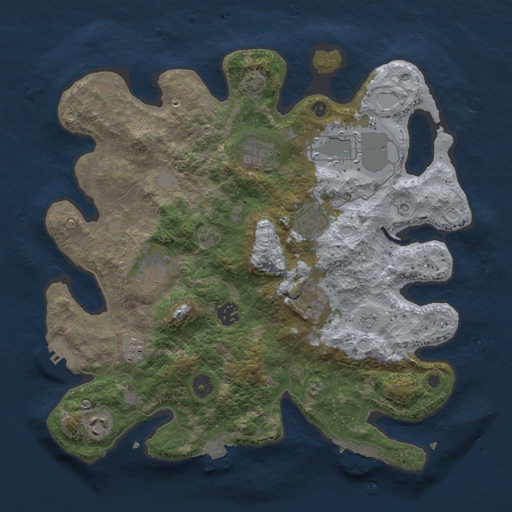 Rust Map: Procedural Map, Size: 3500, Seed: 4219, 16 Monuments