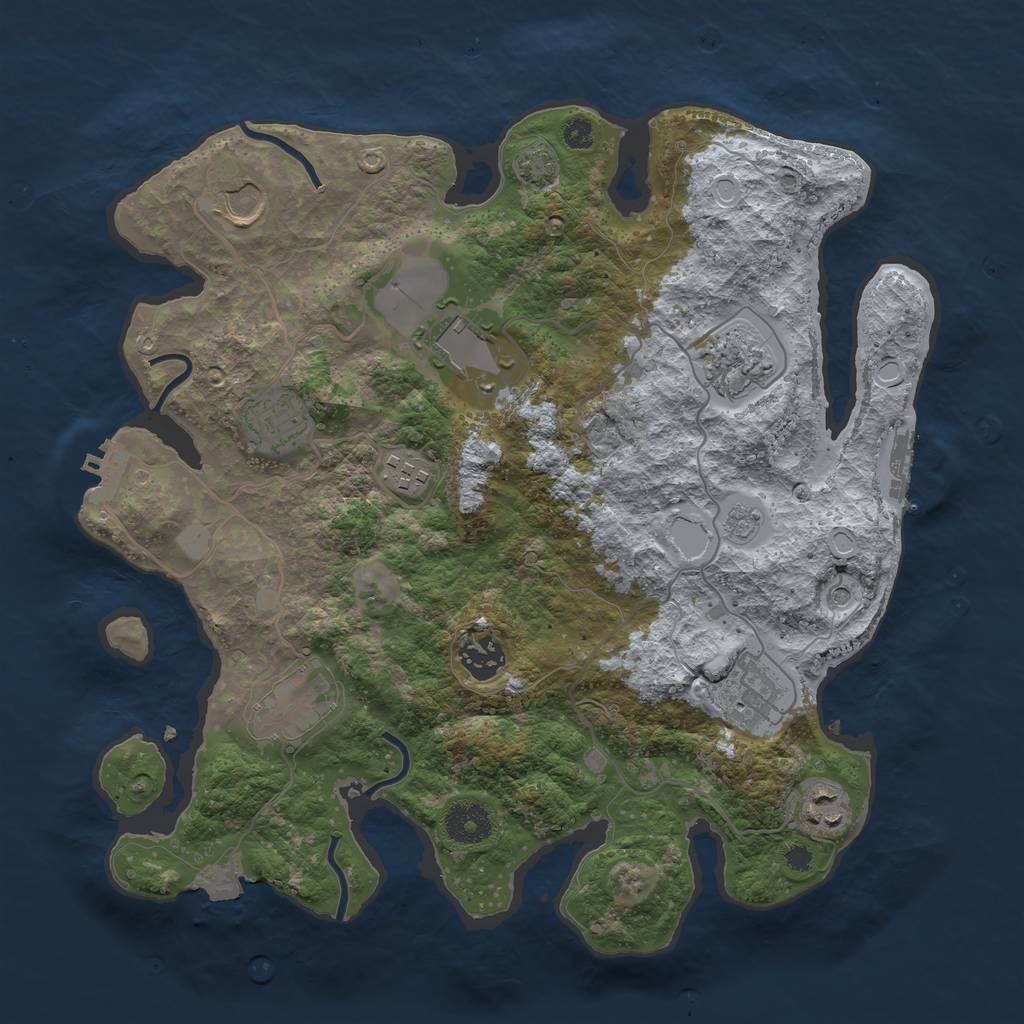 Rust Map: Procedural Map, Size: 3500, Seed: 1177215369, 17 Monuments
