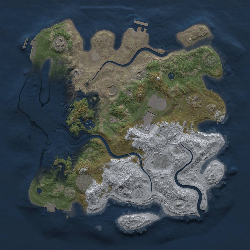 Rust Map: Procedural Map, Size: 3600, Seed: 35375061, 14 Monuments