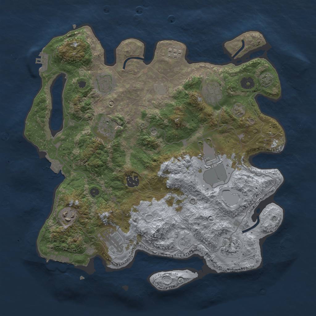 Rust Map: Procedural Map, Size: 3600, Seed: 35375061, 17 Monuments