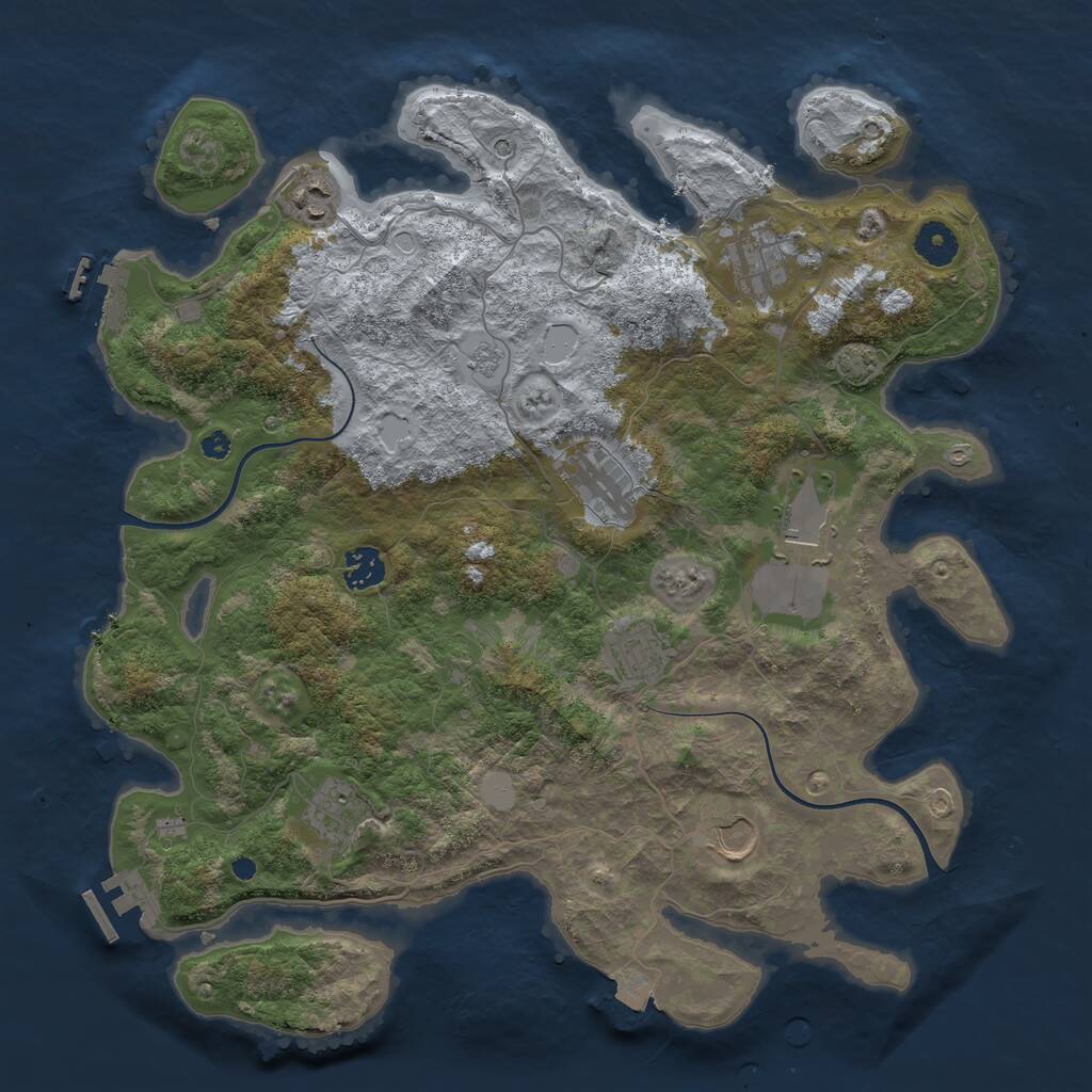 Rust Map: Procedural Map, Size: 3850, Seed: 28786946, 14 Monuments