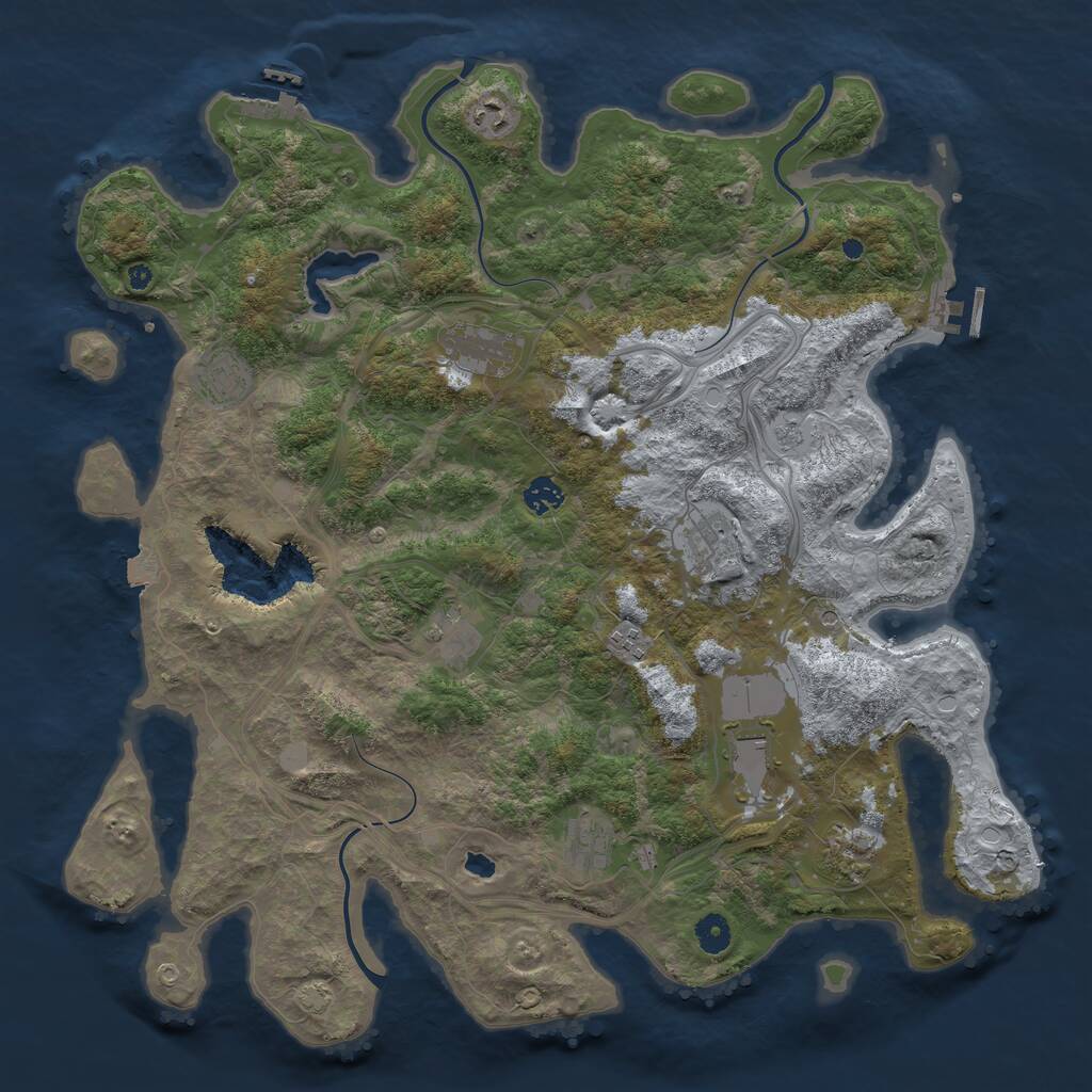 Rust Map: Procedural Map, Size: 4400, Seed: 14642866, 16 Monuments