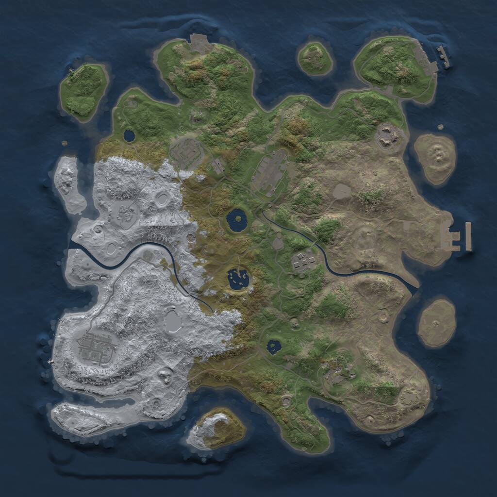 Rust Map: Procedural Map, Size: 3450, Seed: 37596936, 13 Monuments