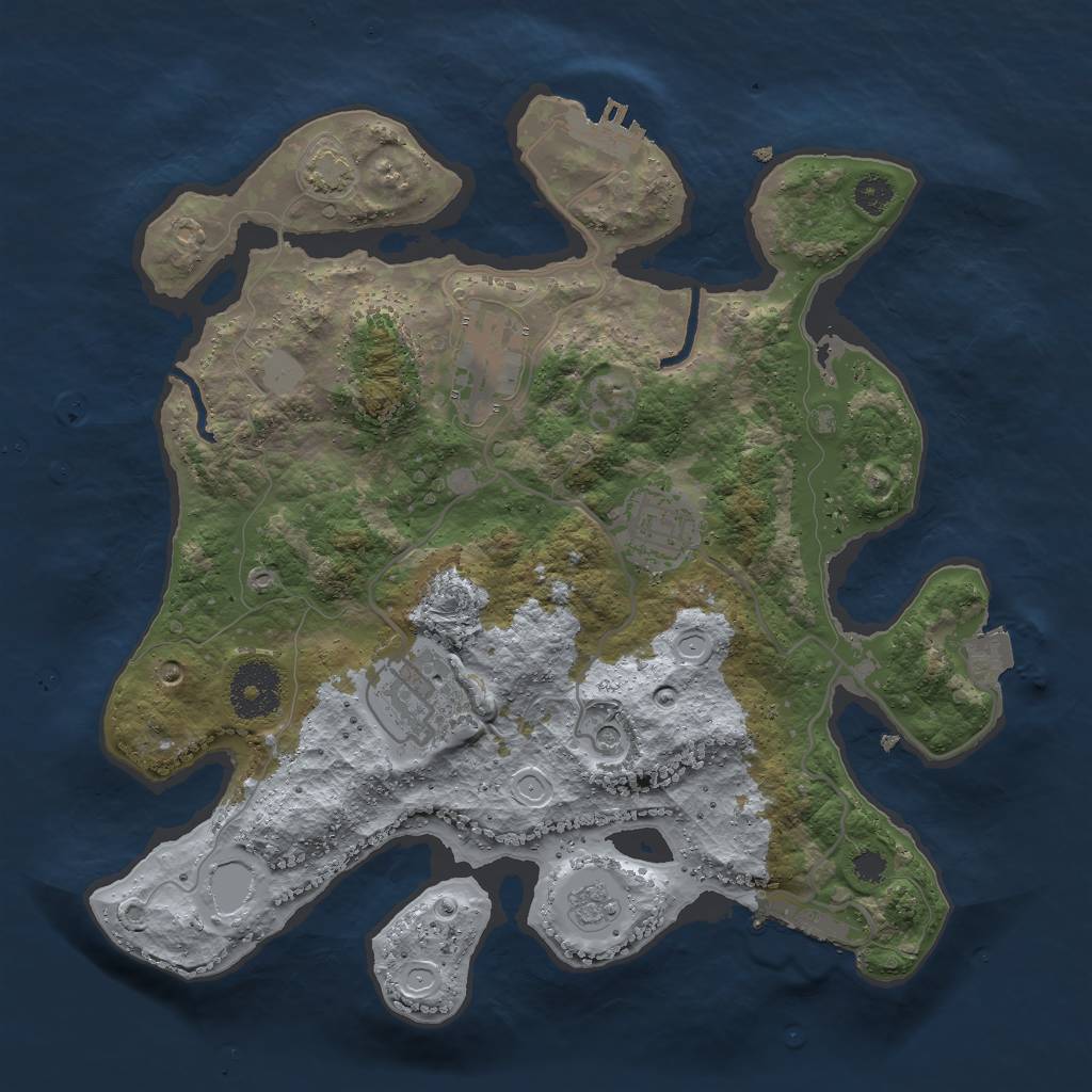 Rust Map: Procedural Map, Size: 3000, Seed: 2129921135, 11 Monuments