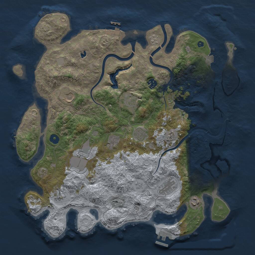 Rust Map: Procedural Map, Size: 4000, Seed: 1037287097, 16 Monuments