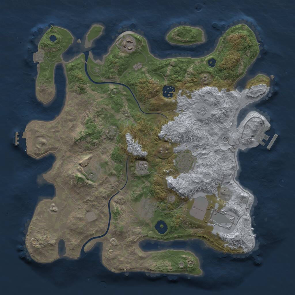 Rust Map: Procedural Map, Size: 3500, Seed: 29928, 13 Monuments