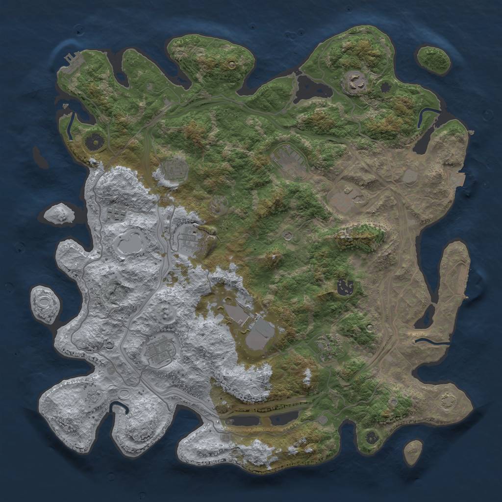 Rust Map: Procedural Map, Size: 4250, Seed: 46802917, 18 Monuments