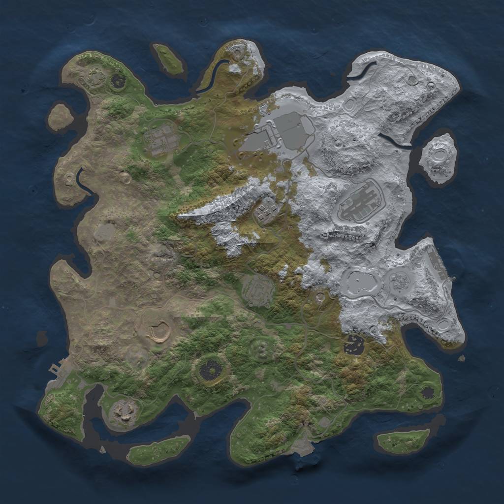 Rust Map: Procedural Map, Size: 3600, Seed: 91639725, 16 Monuments