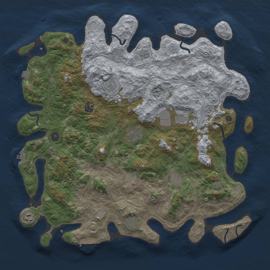Rust Map: Procedural Map, Size: 4500, Seed: 549681105, 17 Monuments