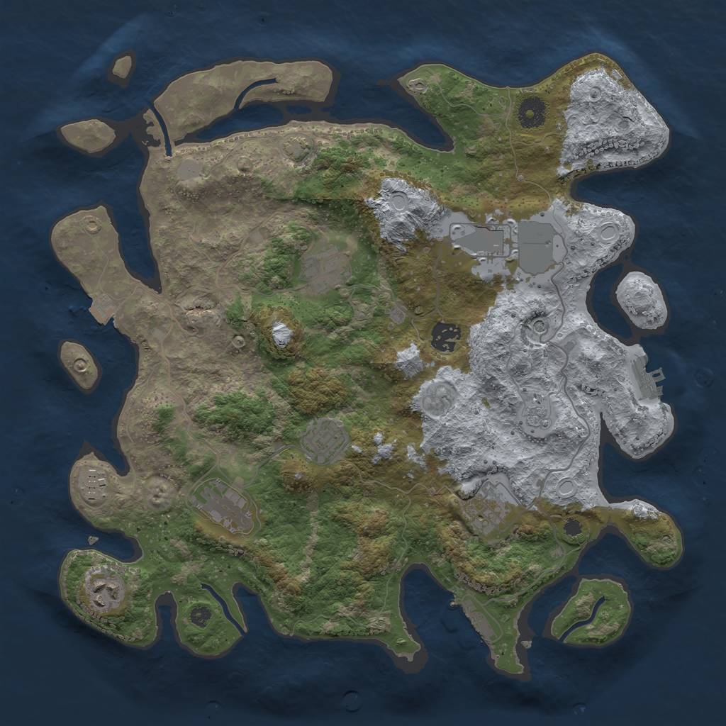 Rust Map: Procedural Map, Size: 3650, Seed: 56090100, 16 Monuments