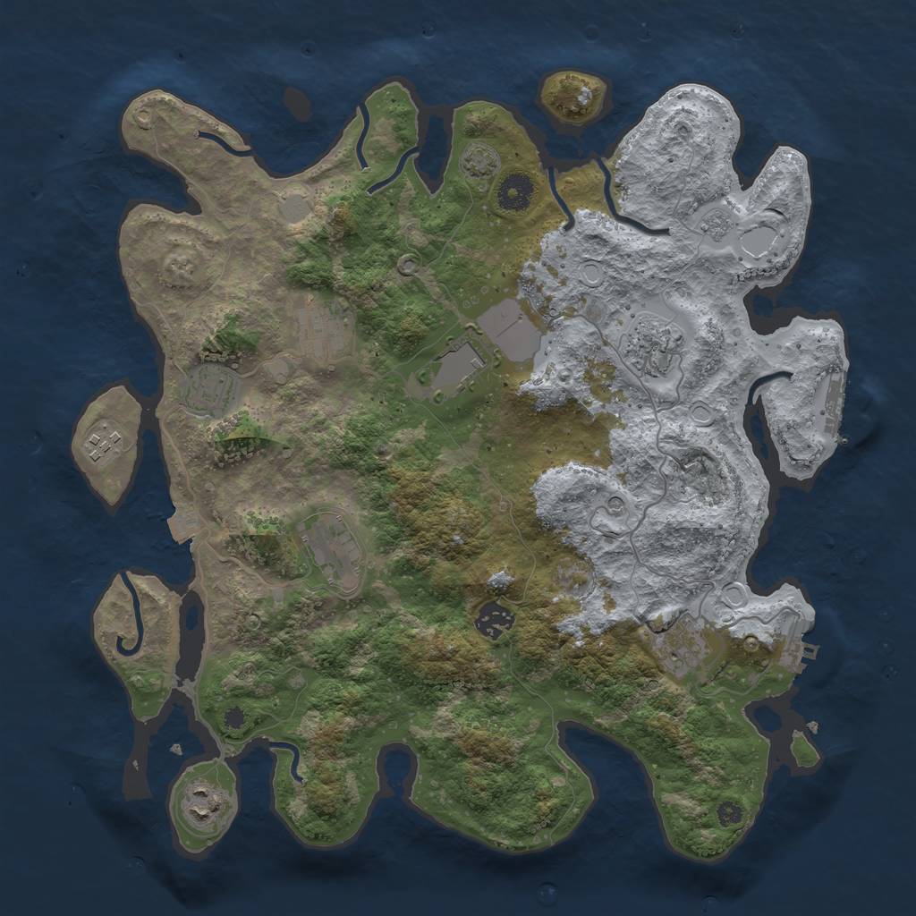 Rust Map: Procedural Map, Size: 3750, Seed: 70810338, 17 Monuments