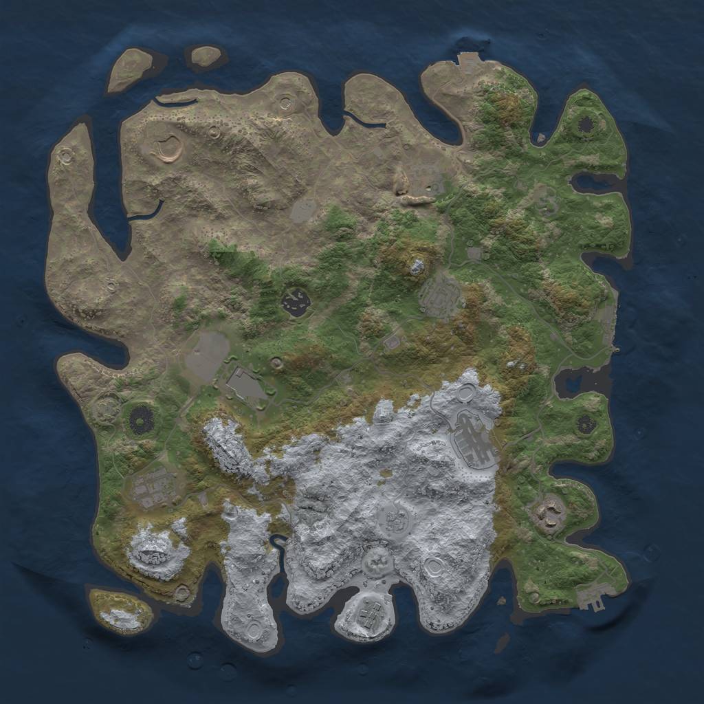 Rust Map: Procedural Map, Size: 3900, Seed: 71280925, 17 Monuments