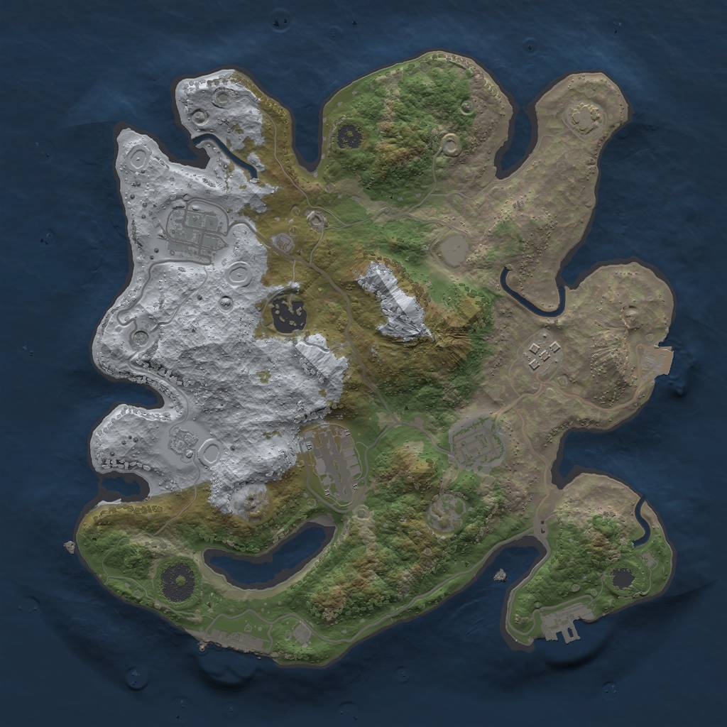 Rust Map: Procedural Map, Size: 3000, Seed: 147359688, 13 Monuments