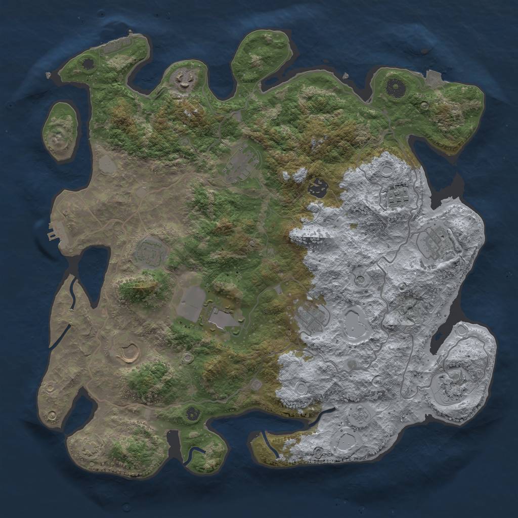 Rust Map: Procedural Map, Size: 4000, Seed: 8787, 18 Monuments