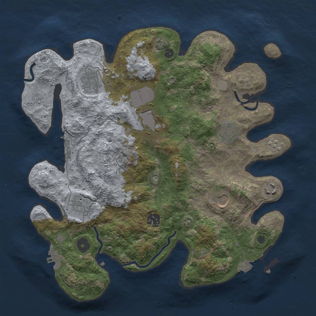 Rust Map: Procedural Map, Size: 3500, Seed: 1947262843, 16 Monuments