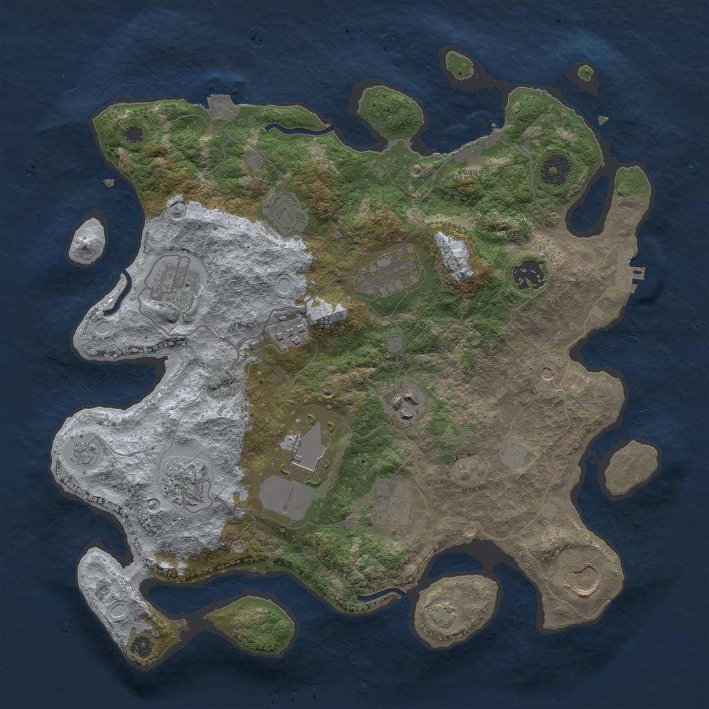 Rust Map: Procedural Map, Size: 3500, Seed: 780021829, 18 Monuments