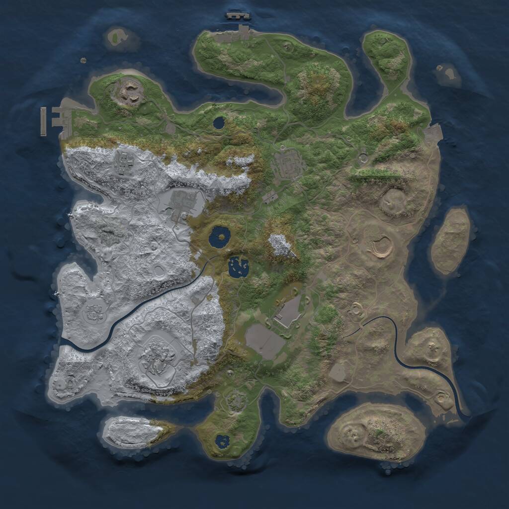 Rust Map: Procedural Map, Size: 3500, Seed: 18638003, 14 Monuments