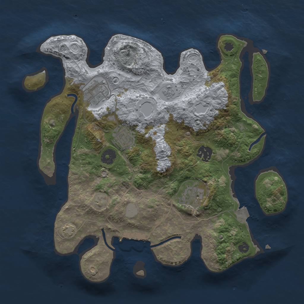Rust Map: Procedural Map, Size: 3000, Seed: 1235851858, 10 Monuments