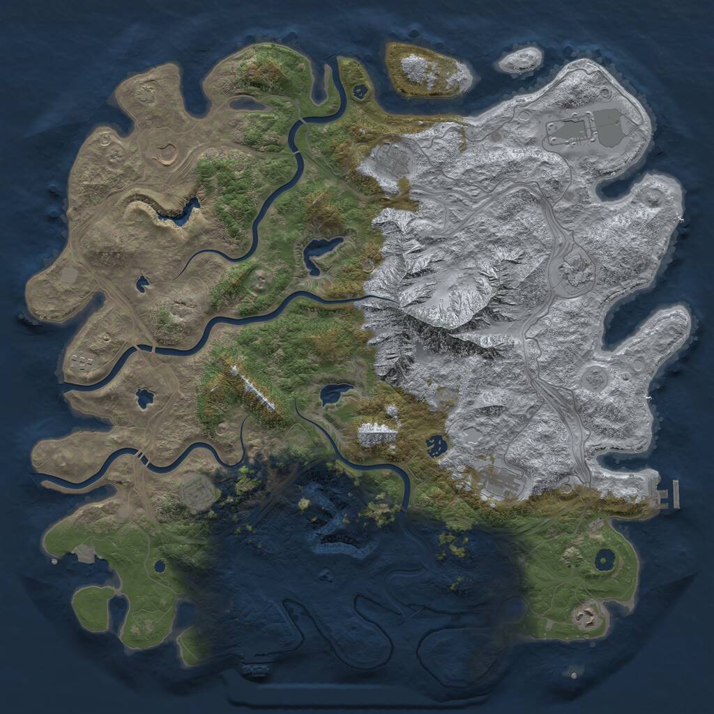 Rust Map: Procedural Map, Size: 5000, Seed: 10001, 15 Monuments