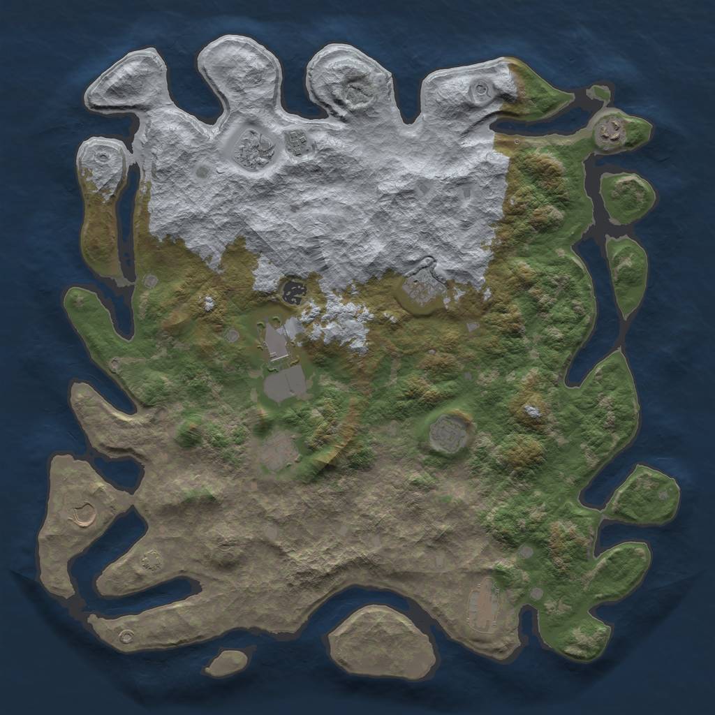Rust Map: Barren, Size: 4500, Seed: 150, 14 Monuments