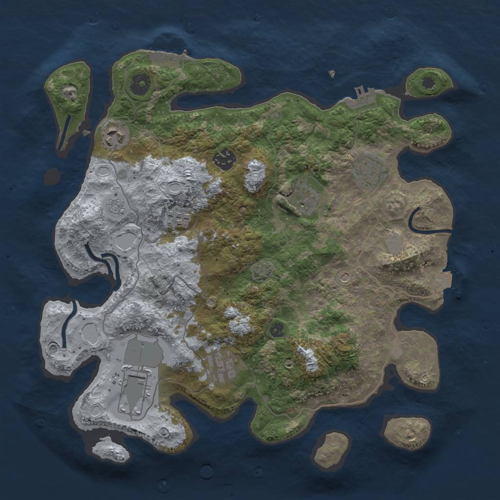 Rust Map: Procedural Map, Size: 3500, Seed: 1871238329, 15 Monuments