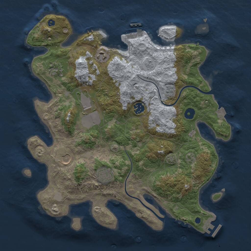 Rust Map: Procedural Map, Size: 3500, Seed: 8664272, 12 Monuments