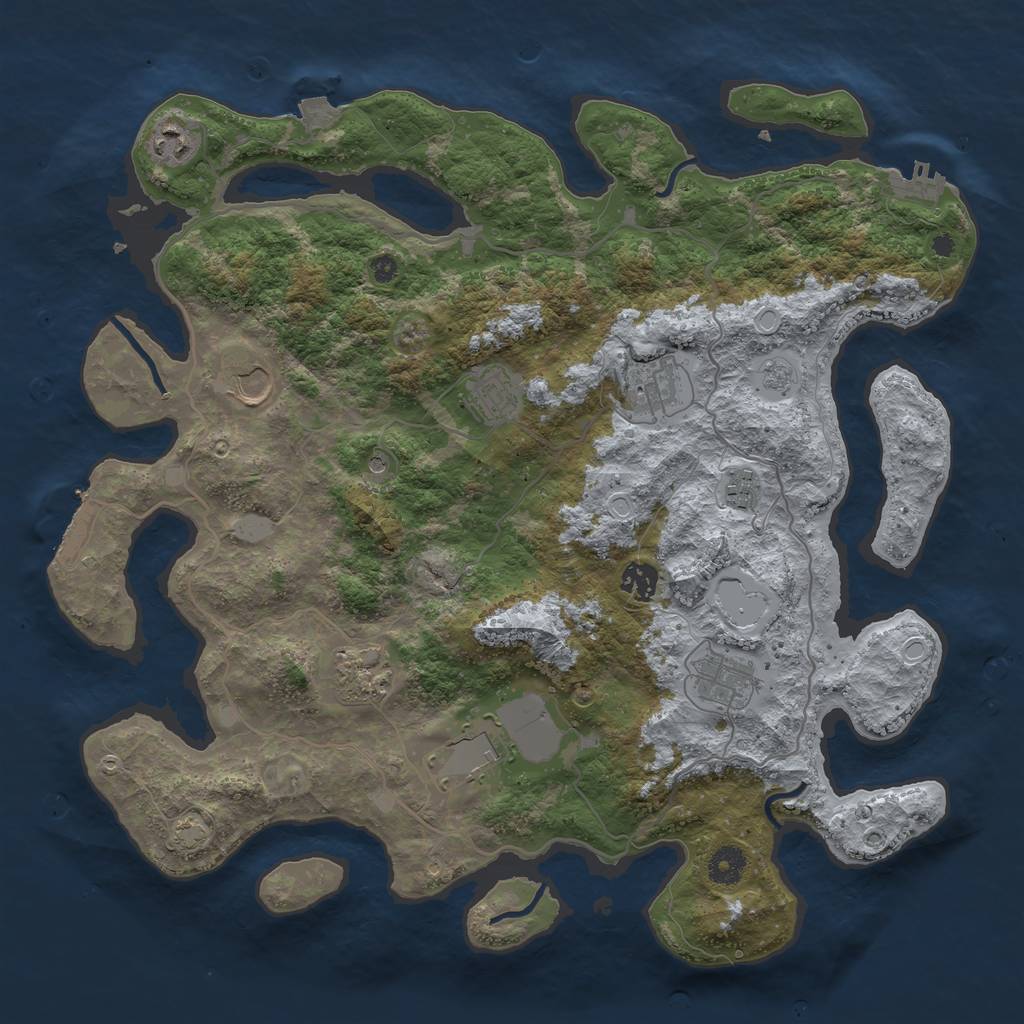 Rust Map: Procedural Map, Size: 4000, Seed: 833055956, 17 Monuments