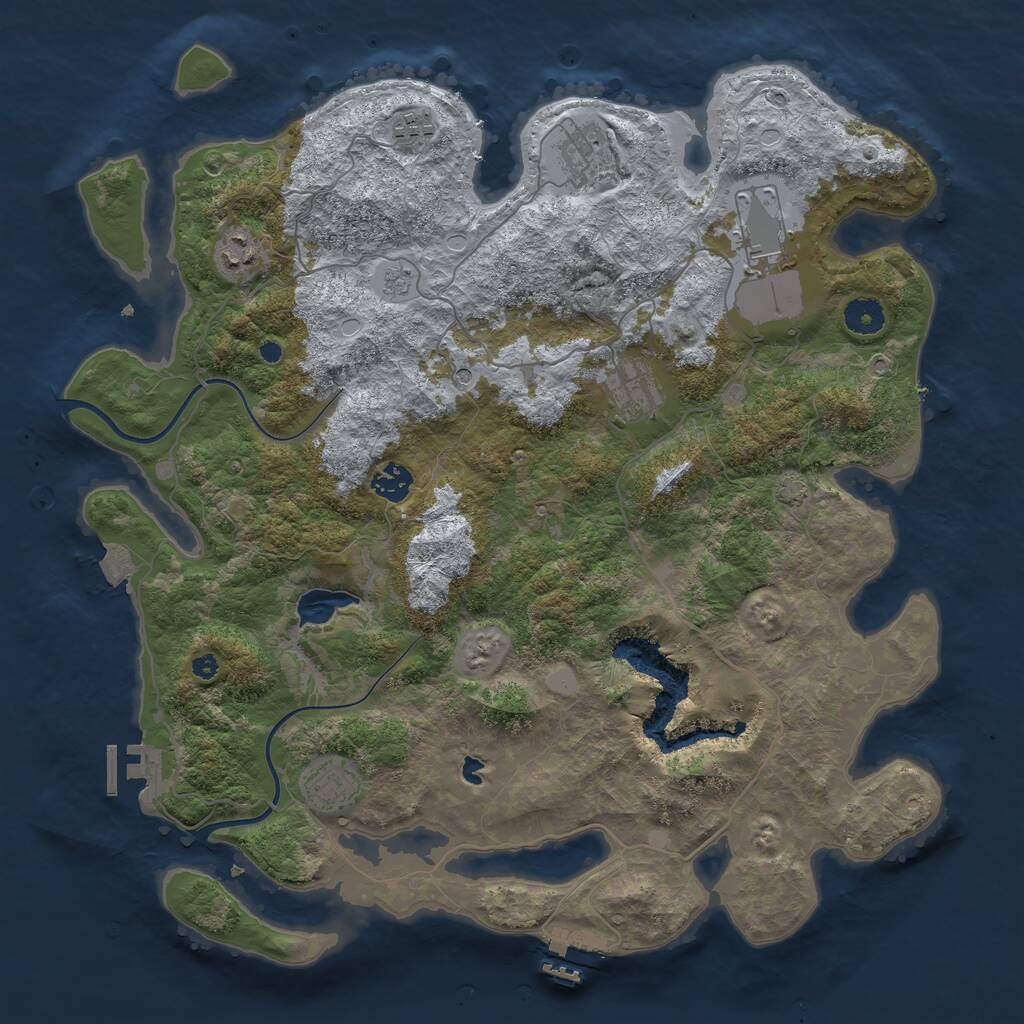 Rust Map: Procedural Map, Size: 4000, Seed: 951552710, 13 Monuments