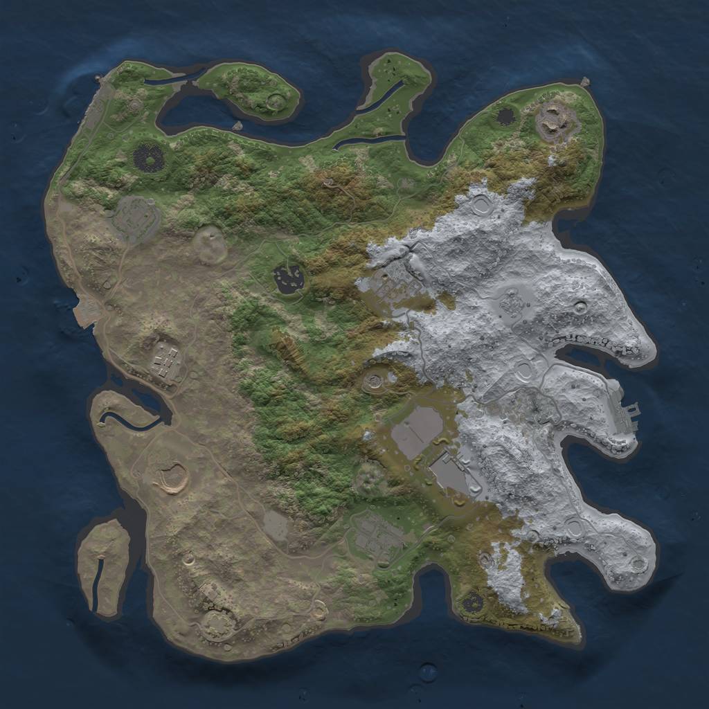 Rust Map: Procedural Map, Size: 3500, Seed: 788267298, 16 Monuments