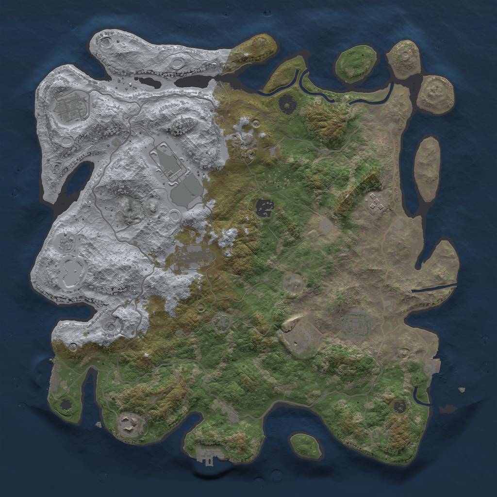 Rust Map: Procedural Map, Size: 4000, Seed: 694857, 17 Monuments