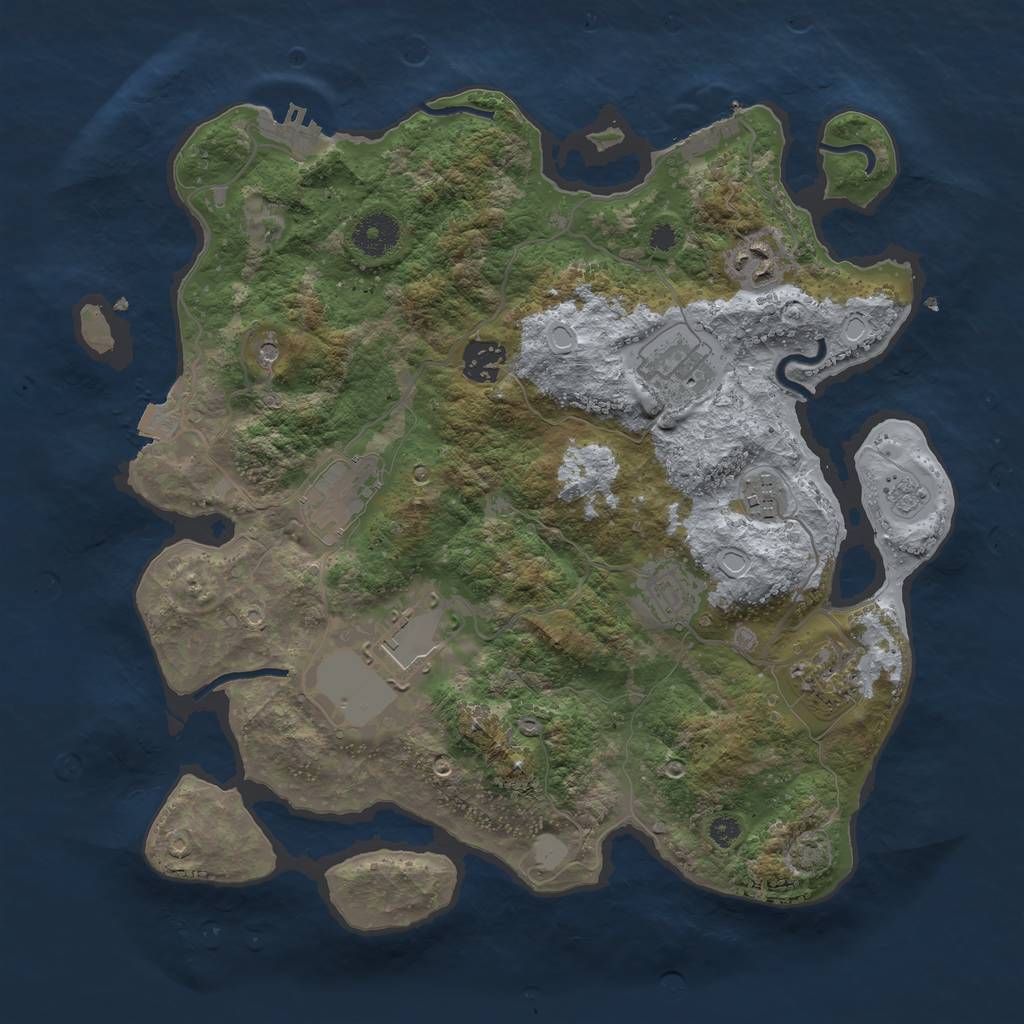 Rust Map: Procedural Map, Size: 3500, Seed: 1125718116, 16 Monuments