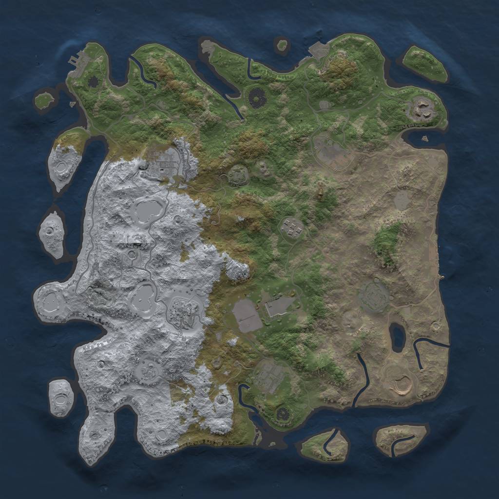 Rust Map: Procedural Map, Size: 3900, Seed: 17777, 17 Monuments