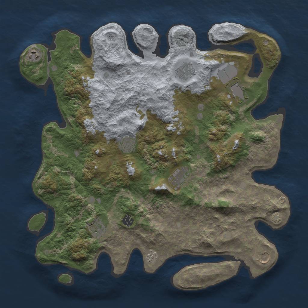 Rust Map: Barren, Size: 4100, Seed: 84126131, 13 Monuments
