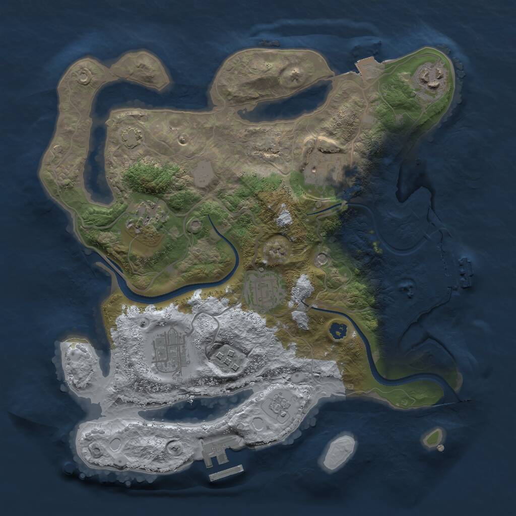 Rust Map: Procedural Map, Size: 3000, Seed: 57423, 12 Monuments
