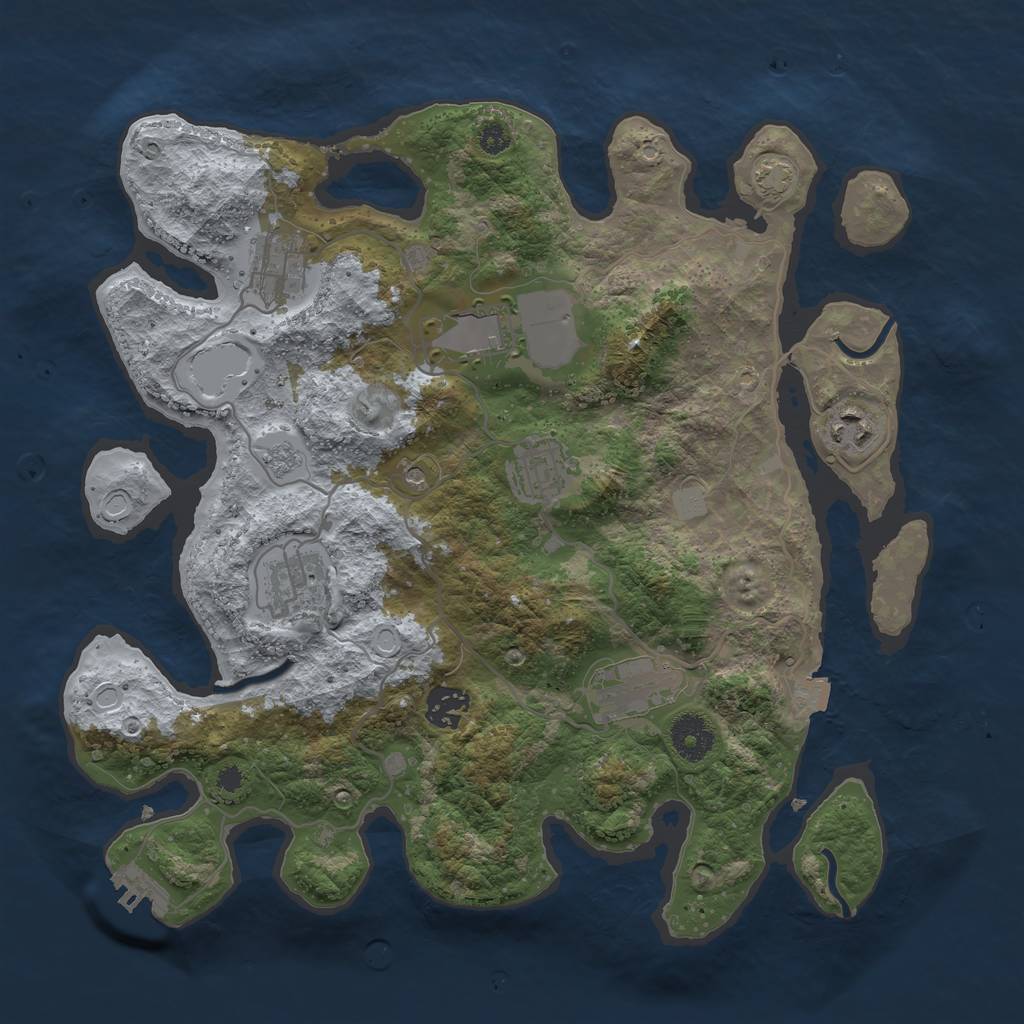 Rust Map: Procedural Map, Size: 3500, Seed: 366921272, 14 Monuments
