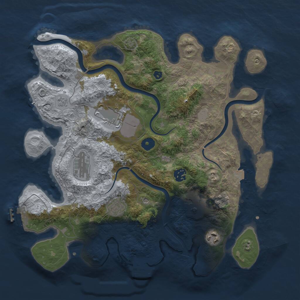 Rust Map: Procedural Map, Size: 3500, Seed: 366921272, 13 Monuments