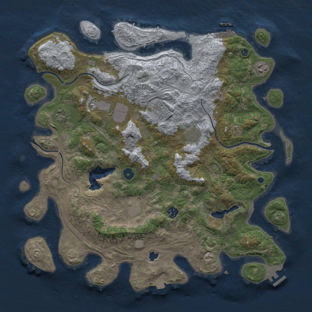 Rust Map: Procedural Map, Size: 4300, Seed: 77320074, 14 Monuments