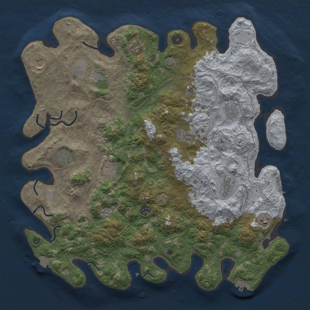 Rust Map: Procedural Map, Size: 4500, Seed: 442251, 19 Monuments