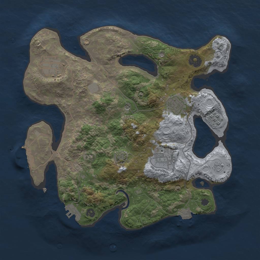 Rust Map: Procedural Map, Size: 3000, Seed: 24106, 12 Monuments