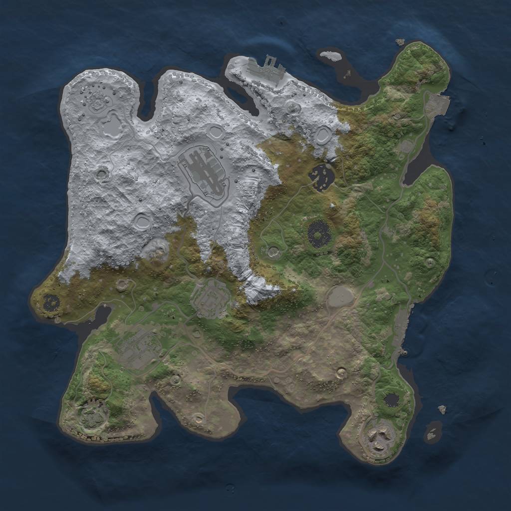 Rust Map: Procedural Map, Size: 3000, Seed: 2093973474, 13 Monuments